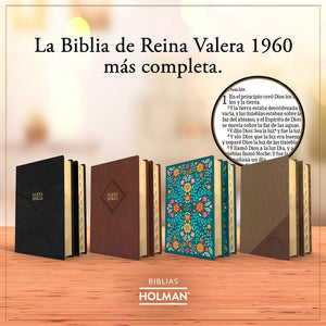 RVR 1960 Biblia letra grande tamaño manual, floreada, símil piel