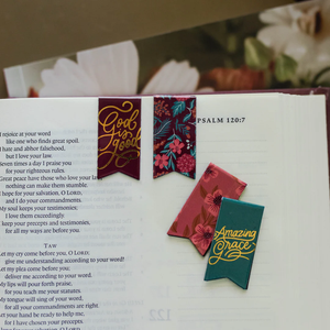 Daily Grace Burgundy Blooms Magnetic Bookmark Set