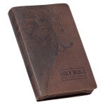 Walnut Brown Faux Leather King James Version Deluxe Gift Bible with Thumb Index and Zippered Closure