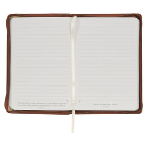 Amazing Grace Natural Canvas and Honey-Brown Faux Leather Journal with Zipper Closure - 2 Corinthians 12:9