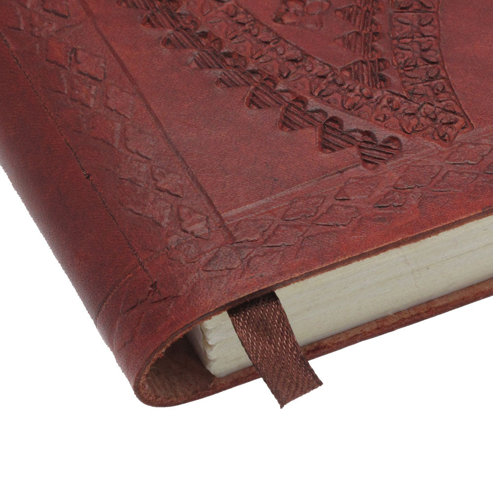 Handcrafted Mini Brown Embossed Leather Notebook