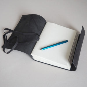 Buffalo Leather Journal - Unlined Notebook - Handmade (Black)