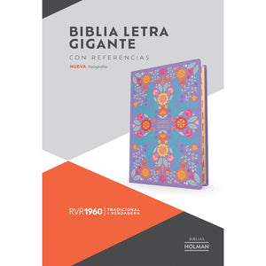 RVR 1960 Biblia letra gigante, floreada, símil piel con índice