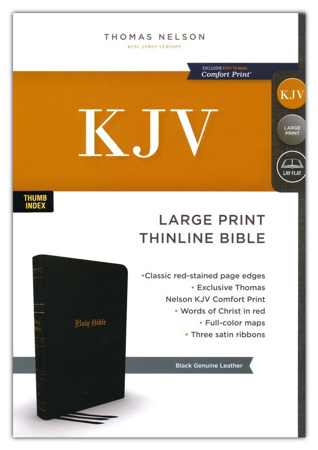 KJV Large-Print Thinline Bible (Genuine Leather, Black)