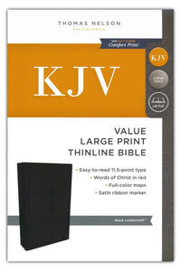 KJV Large Print Thinline Bible (Leathersoft, Black)