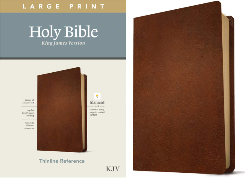 KJV Large Print Thinline Reference Holy Bible (Red Letter, Genuine Leather, Brown)