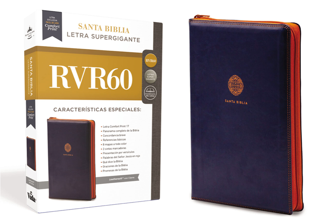 Biblia Reina Valera 1960 Letra Supergigante, Leathersoft, con Cierre, Azul / Spanish Bible RVR60 Super Giant Print, Leathersoft with Zipper, Blue (Spanish Edition)