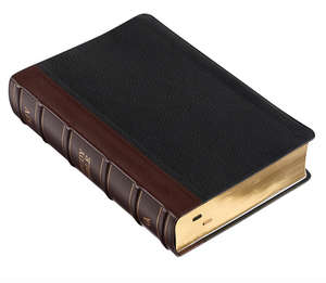 Black and Burgundy Full Grain Leather Large Print King James Version Study Bible with Thumb Index