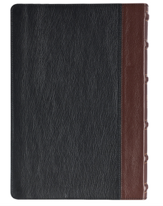 Black and Burgundy Full Grain Leather Large Print King James Version Study Bible with Thumb Index