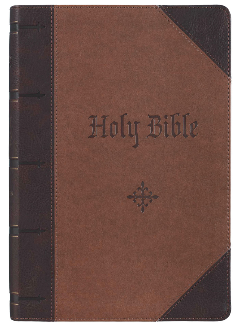 Two-tone Brown Faux Leather Giant Print Full-size King James Version Bible with Thumb Index