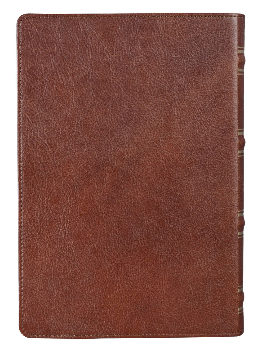Saddle Tan Full Grain Leather Giant Print Full-size King James Version Bible with Thumb Indexing