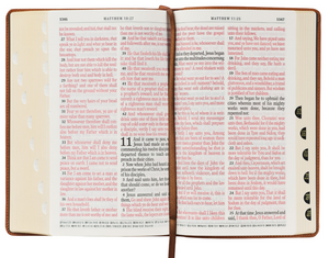 Toffee Brown Full Grain Leather Giant Print King James Version Bible with Thumb Index