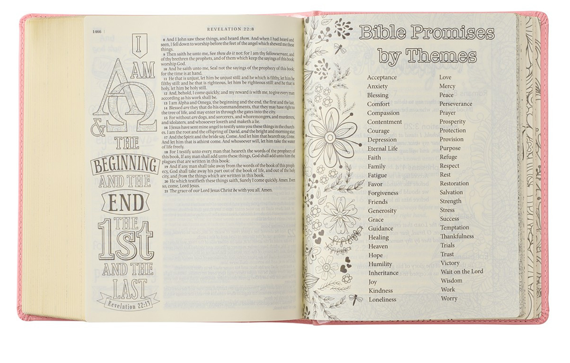 KJV Holy Bible, My Promise Bible, Faux Leather Hardcover w/Bible Tabs, Coloring Stickers, Ribbon Markers, King James Version, Pink