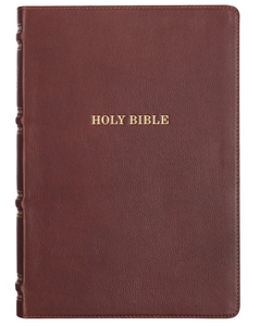 Saddle Tan Full Grain Leather King James Version Study Bible with Thumb Index