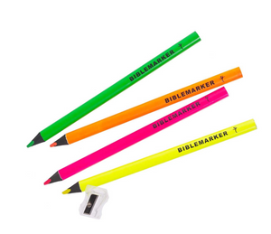 4 Piece Assorted Colors Jumbo Dry Highlighter Bible Markers with Sharpener