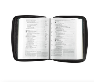 Black Poly-canvas Value Bible Cover with Fish Badge (LARGE)