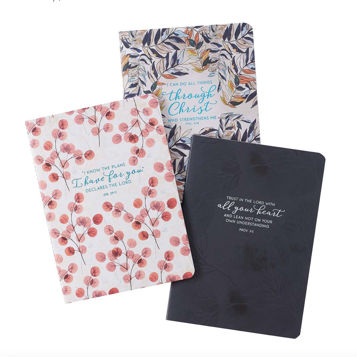 Through Christ Navy Floral Large Notebook Set - Philippians 4:13