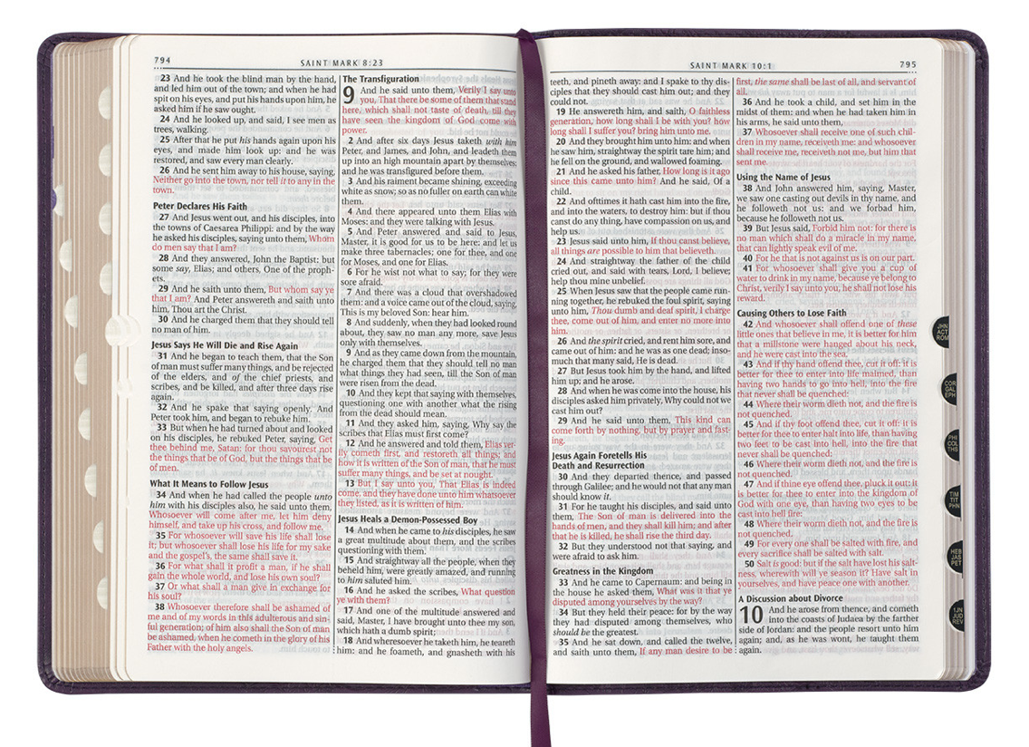 Purple Floral Faux Leather Large Print Thinline King James Version Bible with Thumb Index