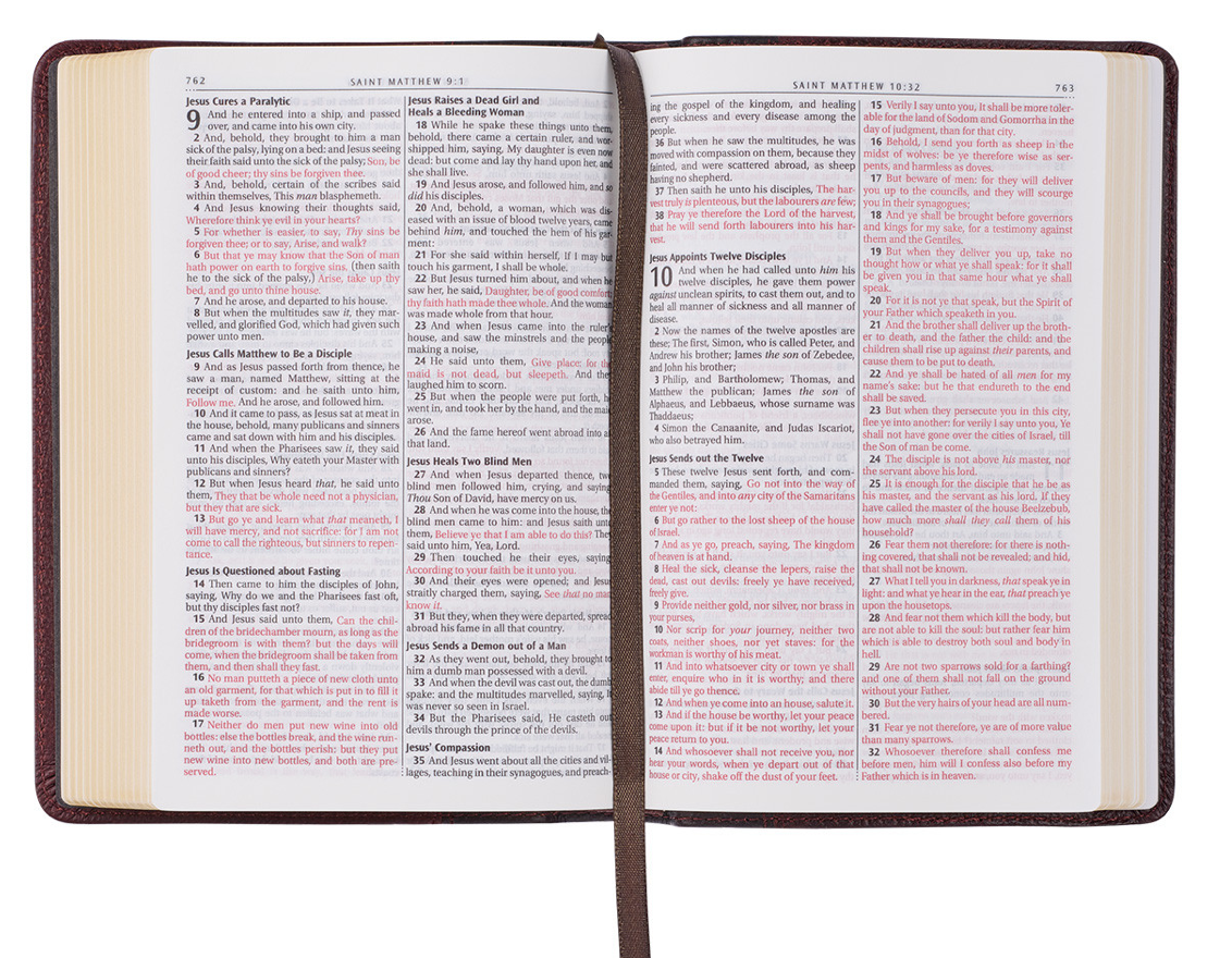 Merlot & Burgundy Two-tone Full Grain Leather Compact King James Version Bible