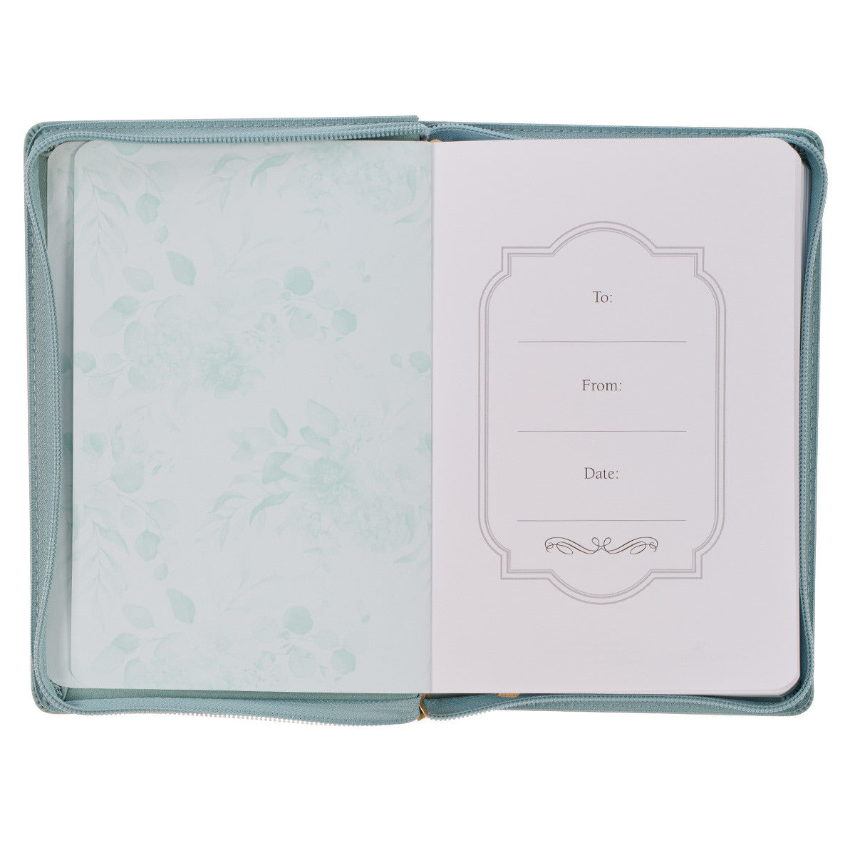 Walk By Faith Teal Floral Faux Leather Classic Journal with Zippered Closure - 2 Corinthians 5:7