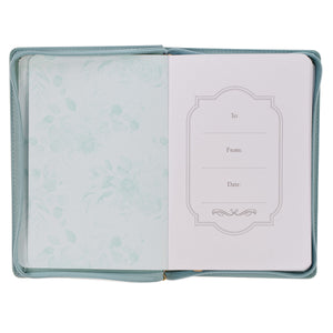 Walk By Faith Teal Floral Faux Leather Classic Journal with Zippered Closure - 2 Corinthians 5:7