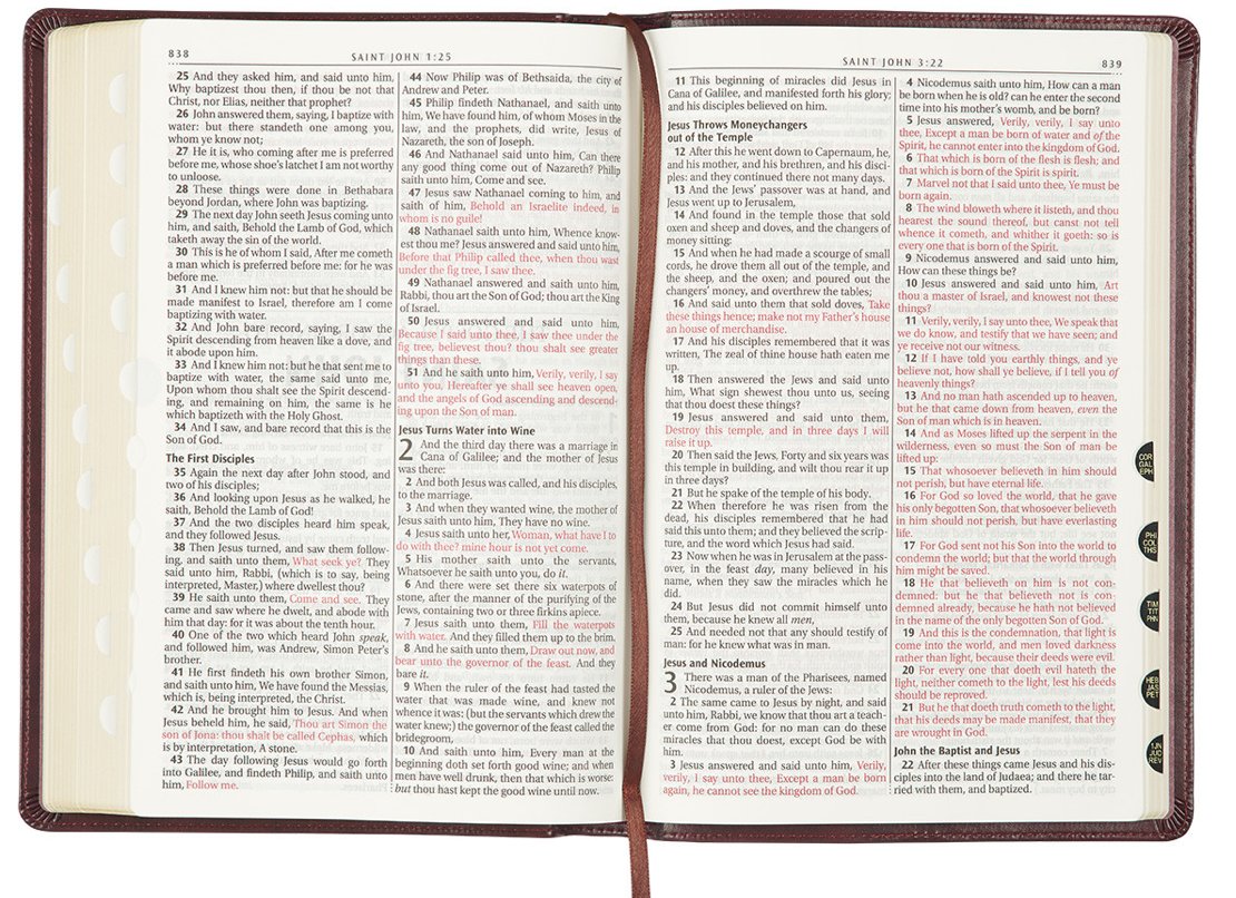 Burgundy Faux Leather Large Print Thinline King James Version Bible with Thumb Index